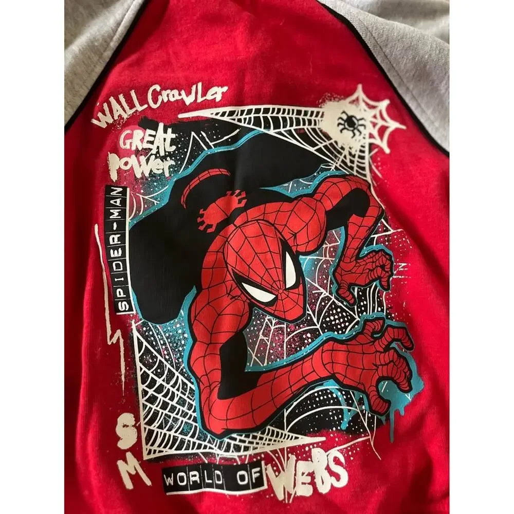 Marvel Spiderman Boys 6 Small Zip Up Hoodie Sweatshirt Jacket Red Graphic Retro